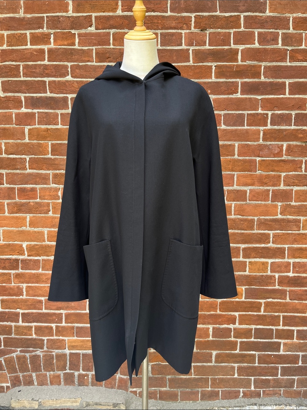 Cinzia Rocca Black Wool Hooded Coat